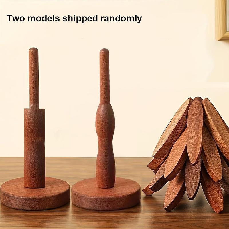 Set of 4pcs Heat-Resistant Tree Design Wooden Trivets, High-Temp Resistant Kitchen Decorative Placemat, Table Mats, Pot Holders & Coasters, Ideal Christmas Gift