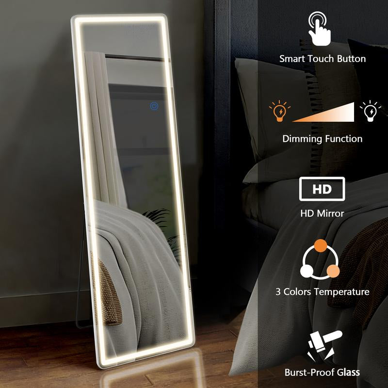 RIMIKING LED Full-Length Mirror with Smart Touch Control,Durable & Safe Design,Multi-Functional Use,Space-Saving Installation, FYLED-2164N