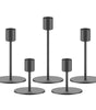 Black Iron Candlestick Holders Set of 5 – Taper Candle Candelabra, 0.9" Diameter, Ideal for Home Decor