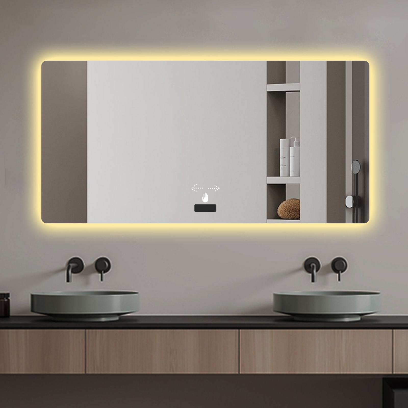 Frameless Bathroom Mirror with Light, LED Backlit, Tri-Color Dimming, Anti-Fog, Smart Sensor, 48x32in