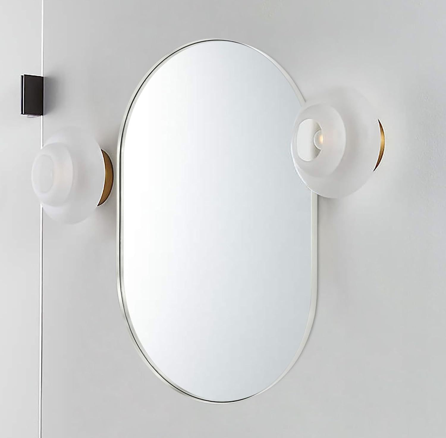 Silver 20 x 33 Inch Metal Oval  Mirror