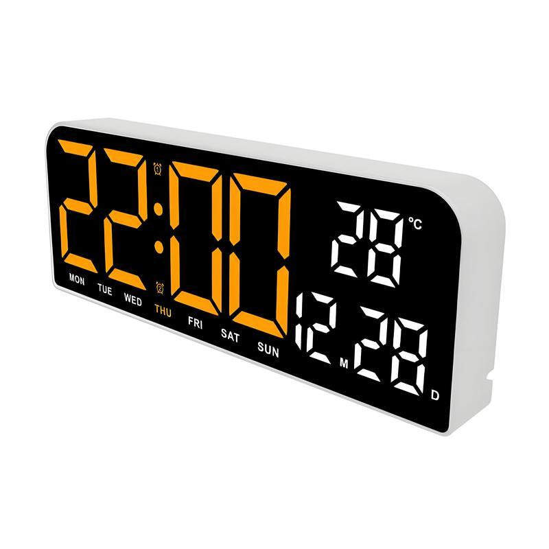 USB & Battery Digital Wall Clock – Large LED Display with Temperature, Date & Week, Multifunctional Alarm for Home