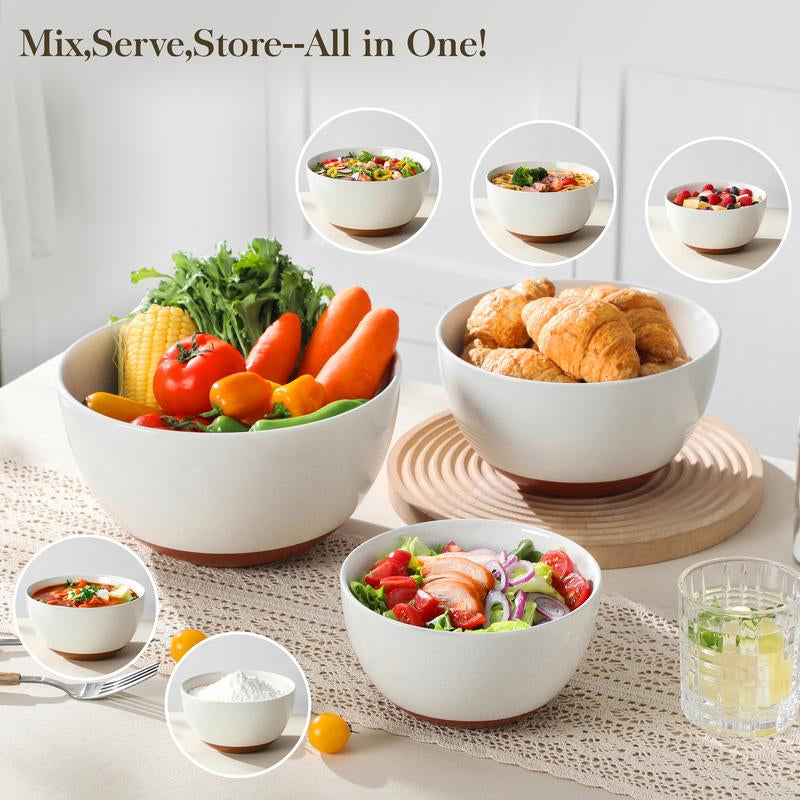 MALACASA Ceramic Large Mixing Bowls, Large Serving Bowls for Cooking, Prepping, Baking, Salad, Soup, Popcorn, Pasta, Nesting Bowls Set of 3, 4.38/2.5/1.44 Qt, Oven, Microwave and Dishwasher Safe Tiktokshopblackfriday