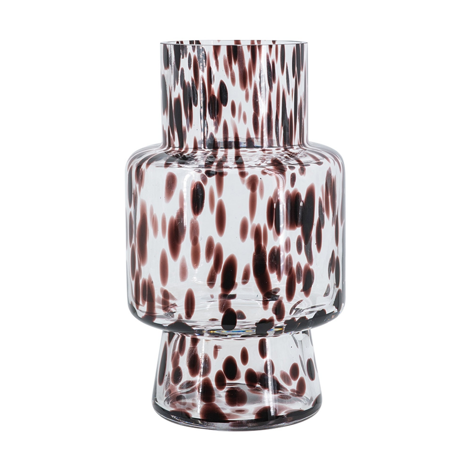 D6x10' Clear Glass Accent Vase with Artistic Amber Spots