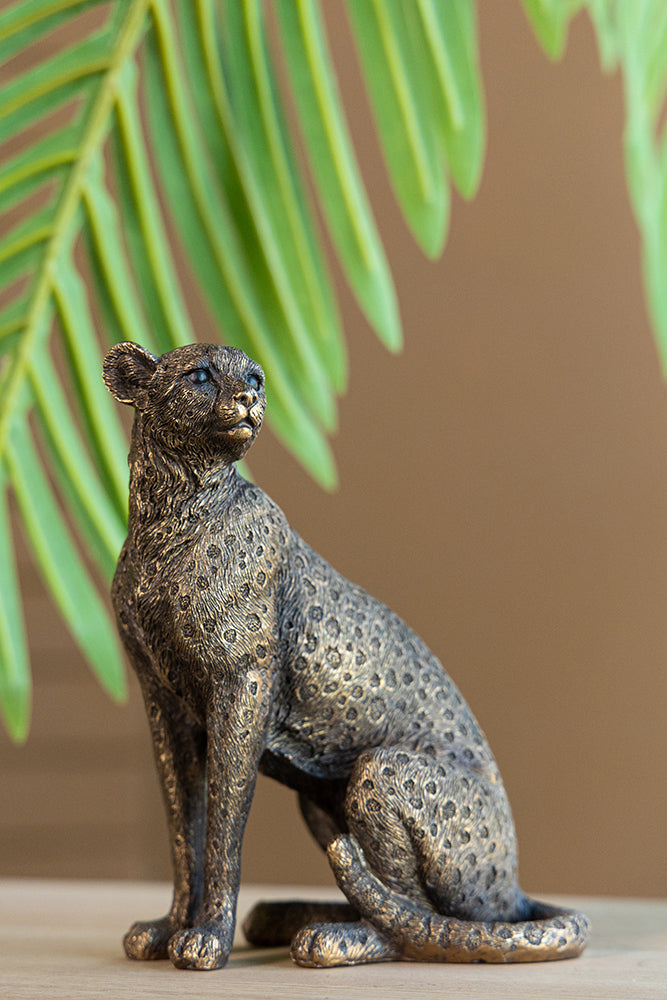 5.1x3.5x6.1' Copper Panther, Animal Statue Decor