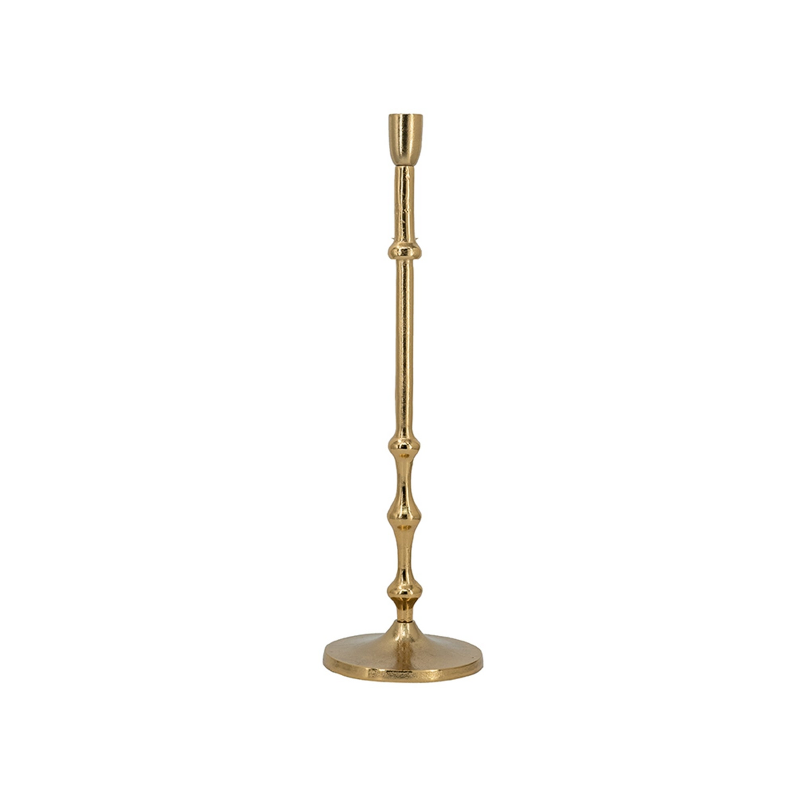 D5x19' Slender Aluminum Taper Candle Holder with Bead Accents, Bronze