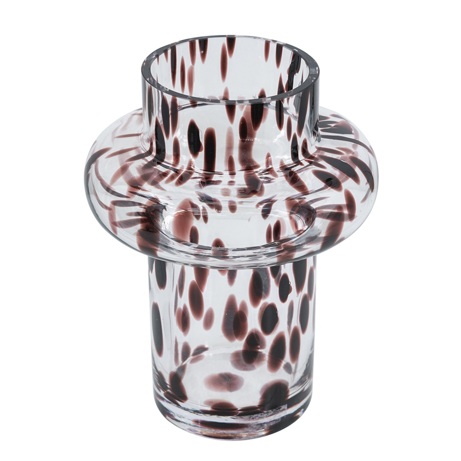 D6x8' Clear Glass Accent Vase with Artistic Amber Spots