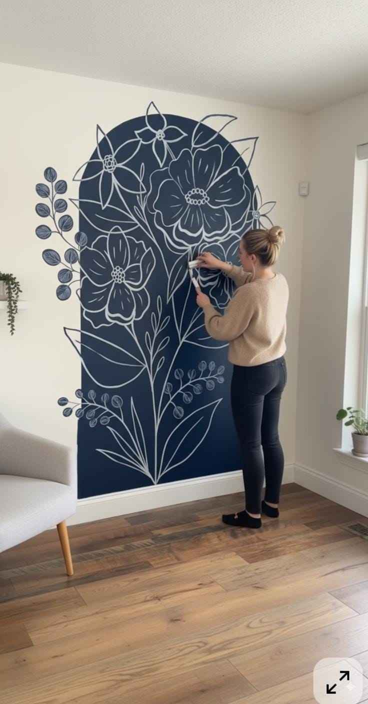 Floral Wall Decal | Large Botanical Vinyl Sticker | Modern Flower Wall Art | Eco-Friendly Wall Decor | Boho Plant Mural Living Room Hallway