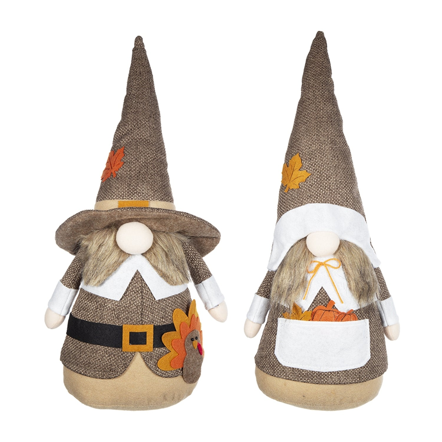 Set of 2 8.3x4.3x20.9' Fabric Gnome Couple Decor Holiday Fall & Thanksgiving Figurines