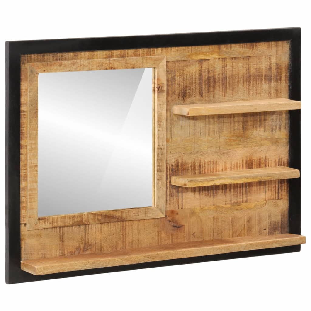 vidaXL Bathroom Mirror Natural mango wood with clear mirror