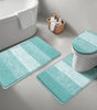 Traditional 4 Piece Microfiber Washable Bathroom Rug Set, Grey