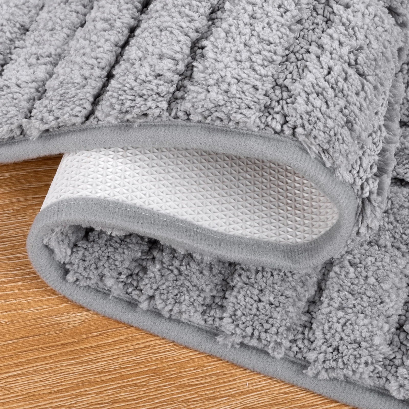 Bathroom Rugs Set of 4 Piece, Bath Mats, Microfiber Non Slip Shaggy Ultra Soft Bathroom Runner with U Shaped Contour Toilet Mat for Bathroom, Shower Inside Floor, Gray