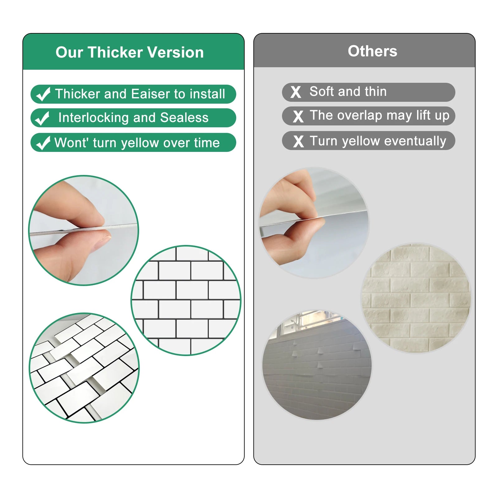 Heat-Resistant 3D Subway Brick Peel and Stick Kitchen Backsplash Tile Stickers
