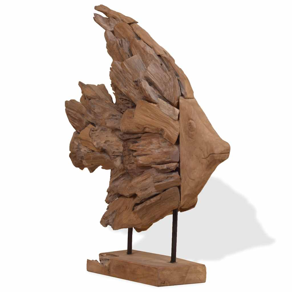 vidaXL Fish Sculpture Natural wood color Teak wood Medium