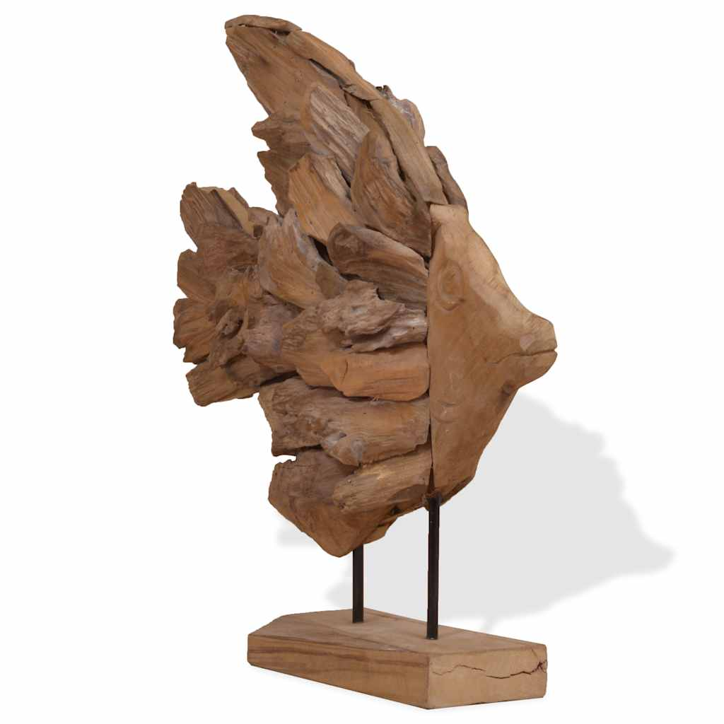 vidaXL Fish Sculpture Natural wood color Teak wood Medium