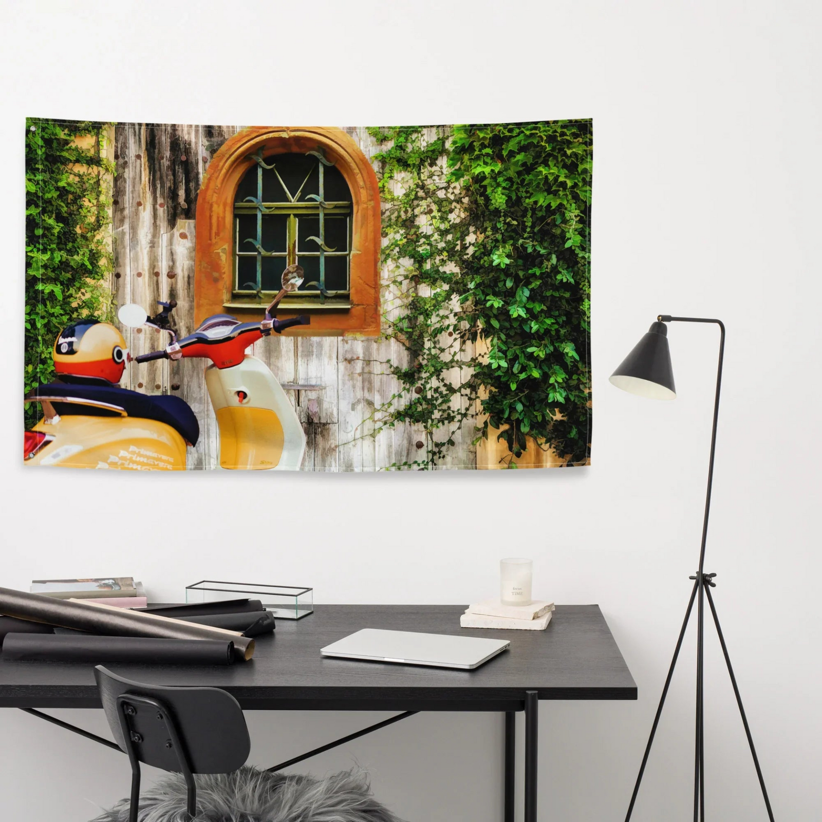 Vespa Scooter Wall Tapestry – 100% Polyester Vintage-Inspired Wall Hanging