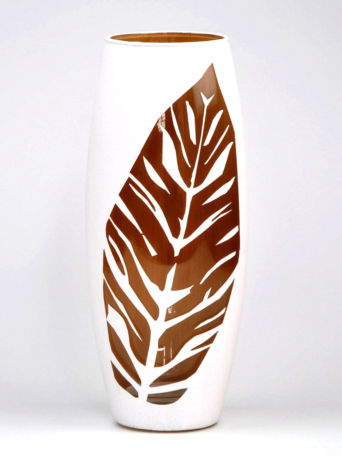 White Painted Art Glass Oval Vase for Flowers | Interior Design | Home Decor | Table vase 10 inch | 7736/250/sh115