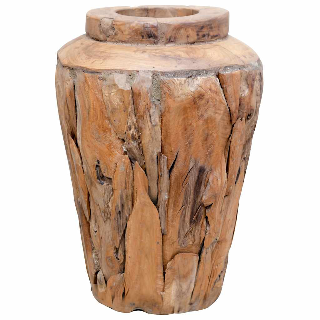 vidaXL Decoration Vase Natural wood Solid Teak Wood 15.7x23.6 in