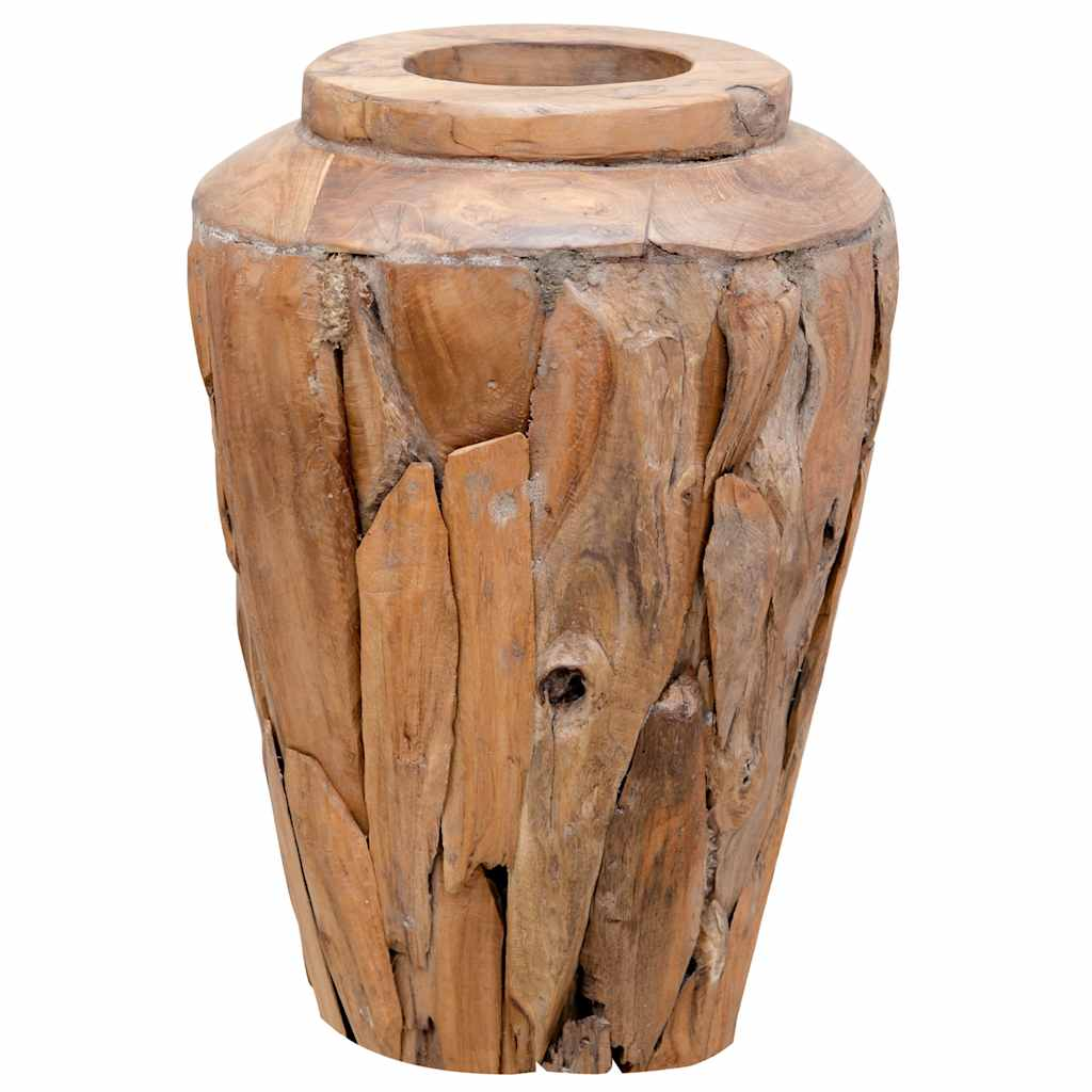 vidaXL Decoration Vase Natural wood Solid Teak Wood 15.7x23.6 in