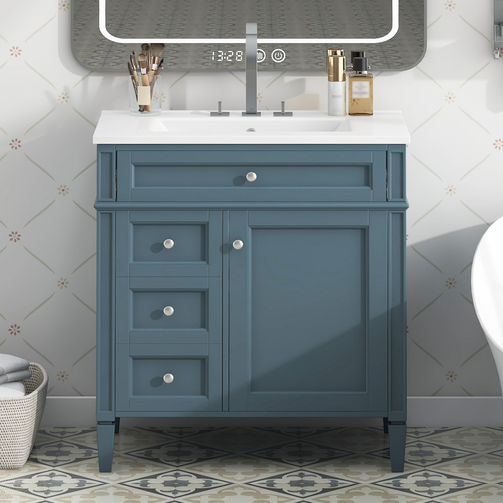 Modern Bathroom Vanity with Ceramic Sink & Drawer Storage – Minimalist Design