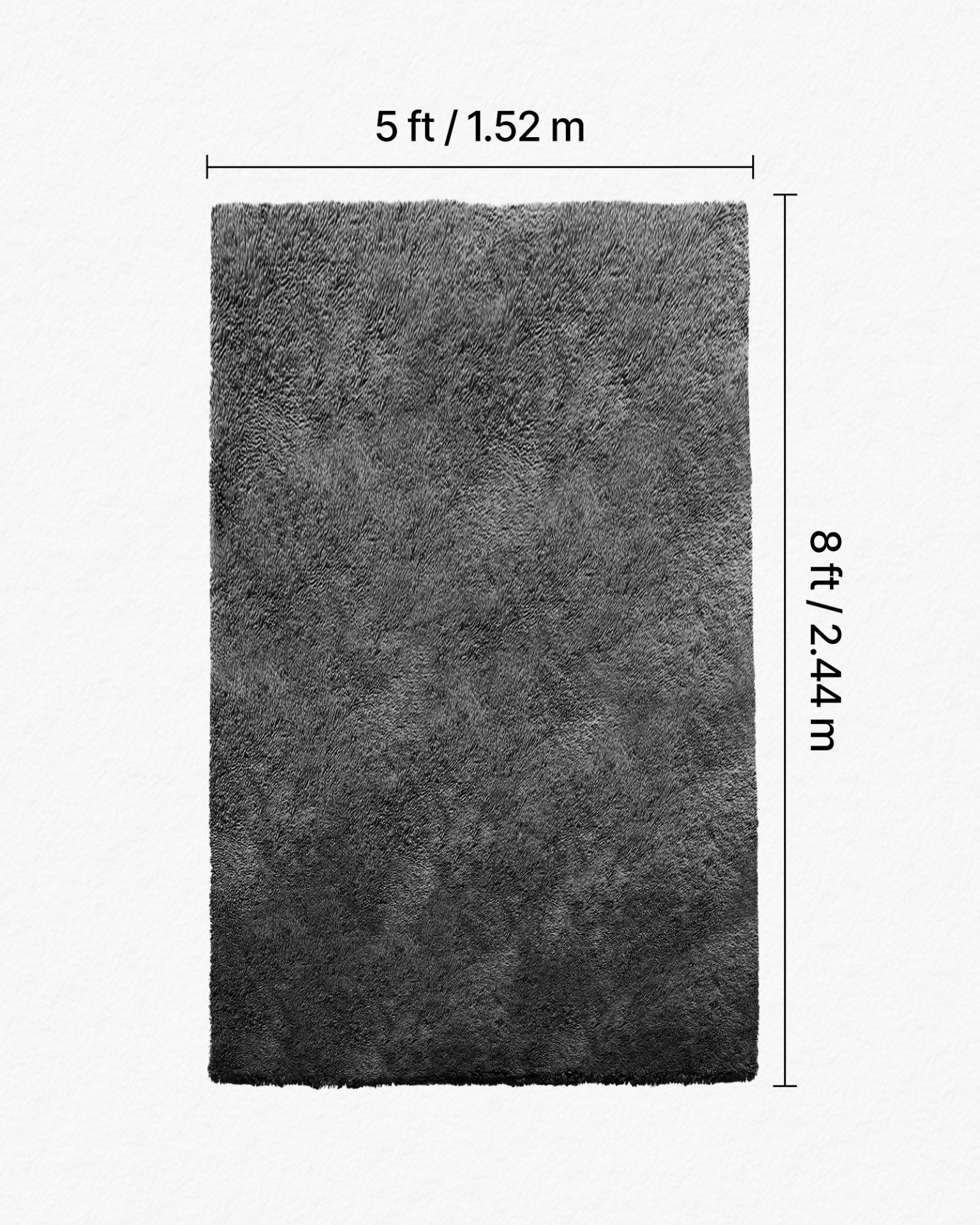VEVOR Indoor Plush Area Rugs, 5 x 8 ft Soft Plush Carpet, Furry Shag Area Rugs for Living Room, Bedroom, Sunroom, Modern Home Decor Aesthetic, Non-Shedding, Non-Woven, Slip-Resistant, Dark Gray