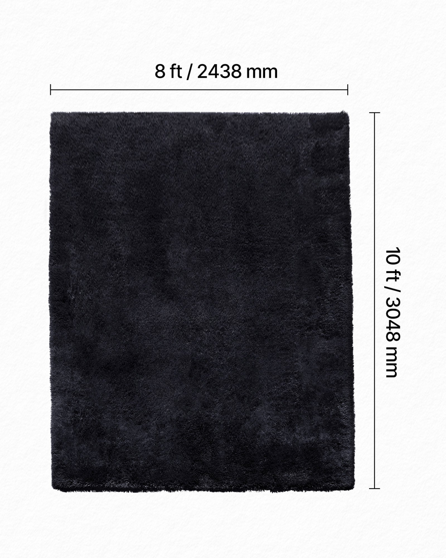 VEVOR Indoor Plush Area Rugs, 8 x 10 ft Soft Plush Carpet, Furry Shag Area Rugs for Living Room, Bedroom, Sunroom, Modern Home Decor Aesthetic, Non-Shedding, Non-Woven, Slip-Resistant, Black