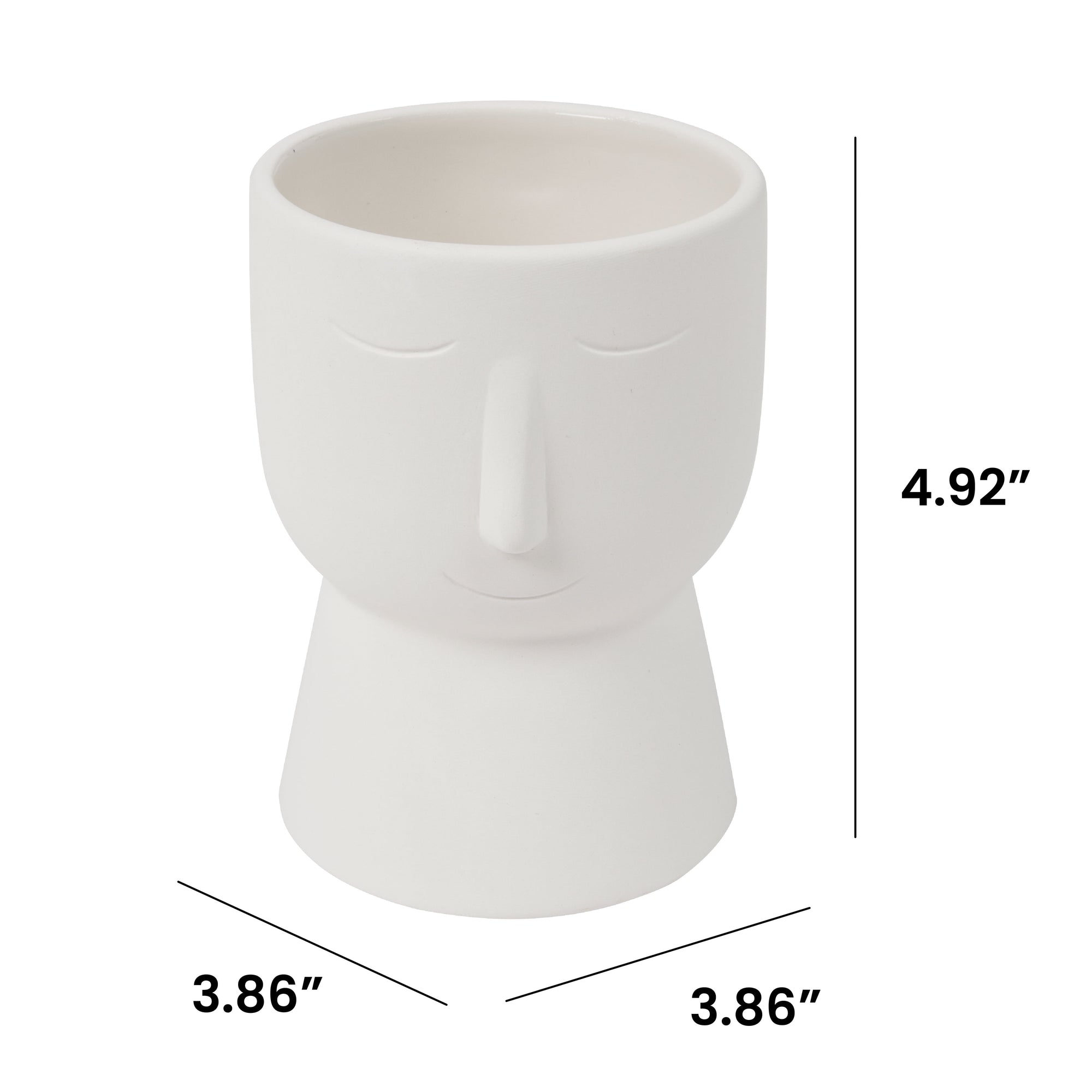 Paintable White Ceramic Face Planter – 3.86” x 4.92” for Succulents, Cactus, and Small Indoor Plants