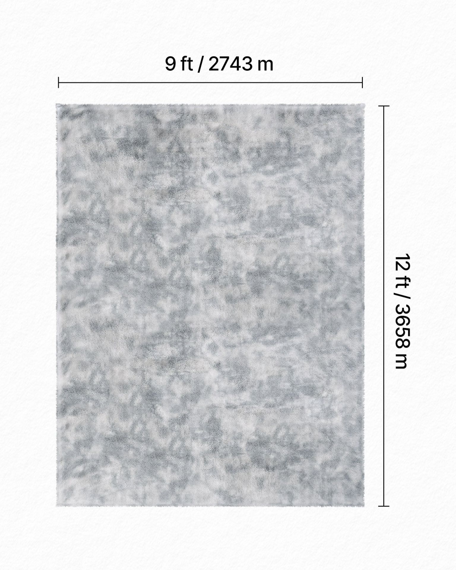 VEVOR Indoor Plush Area Rugs, 9 x 12 ft Soft Plush Carpet, Furry Shag Area Rugs for Living Room, Bedroom, Modern Home Decor Aesthetic Long-Pile Rug, Non-Shedding, Slip-Resistant, Tie-Dye Light Gray