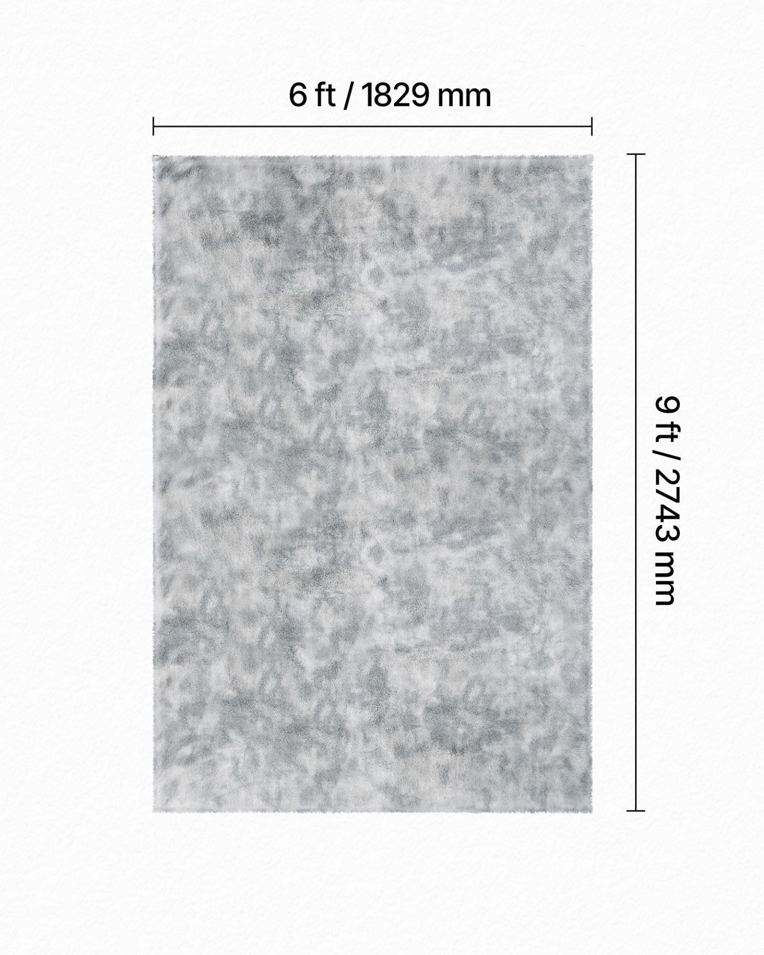 VEVOR Indoor Plush Area Rugs, 6 x 9 ft Soft Plush Carpet, Furry Shag Area Rugs for Living Room, Bedroom, Modern Home Decor Aesthetic Long-Pile Rug, Non-Shedding, Slip-Resistant, Tie-Dye Light Gray