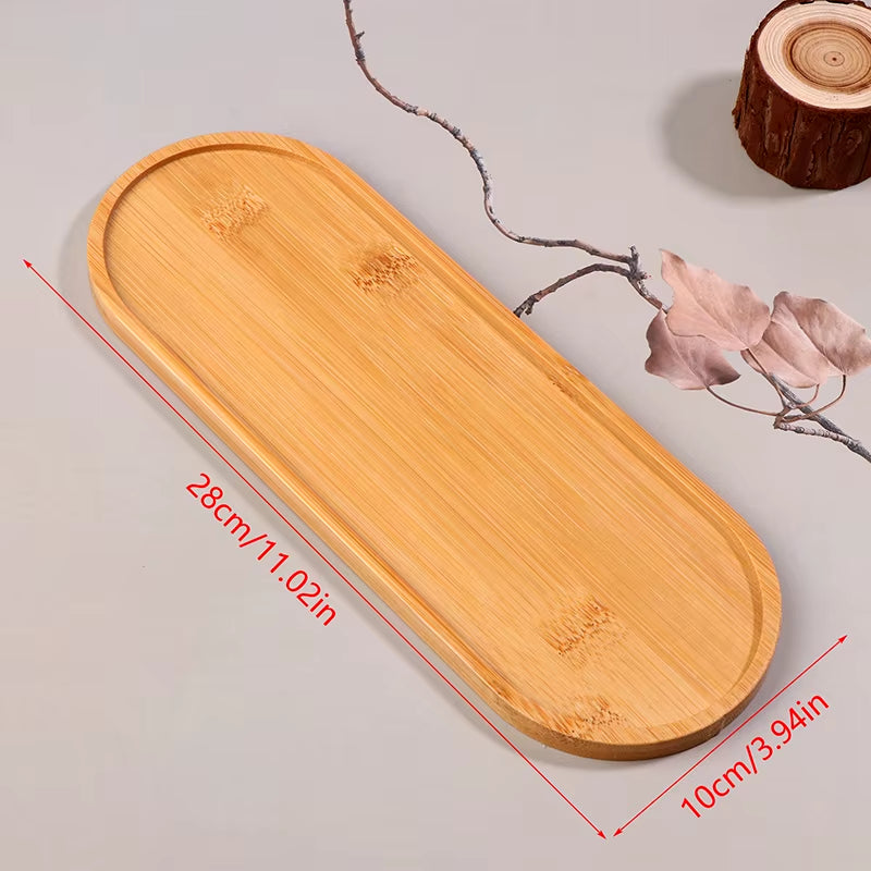 1PCS Japanese-Style Solid Wood Round Dessert Plate – Wooden Tray for Snacks, Dried Fruit & Tableware