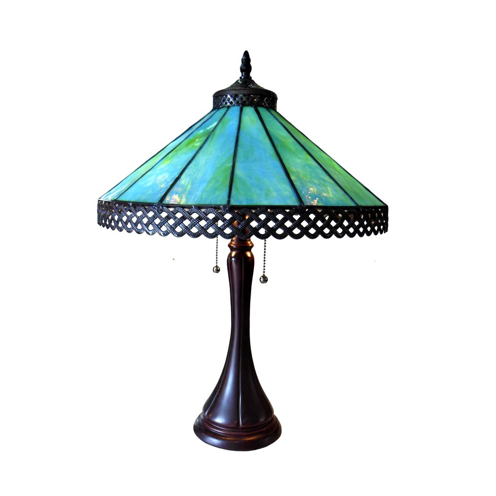 MILA Tiffany-Style 2-Light Table Lamp with 16" Stained Glass Shade – Antique Bronze Decorative Lighting