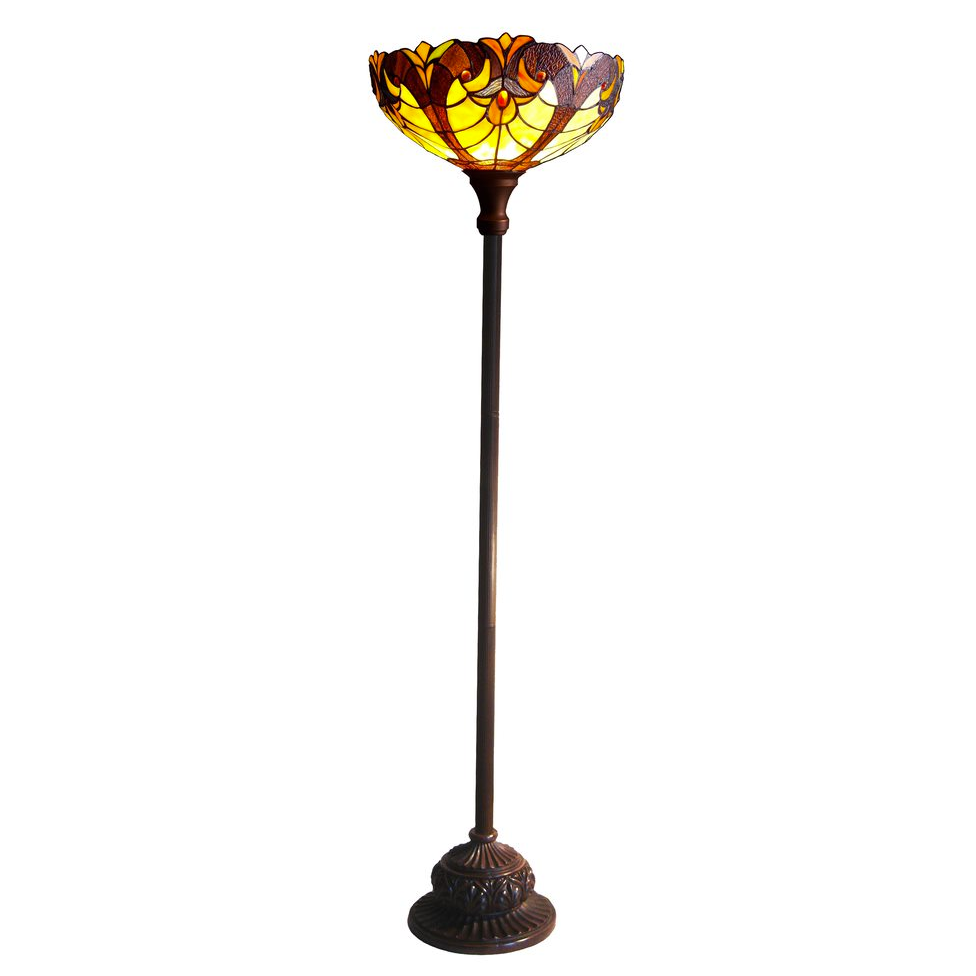 LIAISON Tiffany-Style Victorian Torchiere Floor Lamp – Dark Antique Bronze, 15" Shade