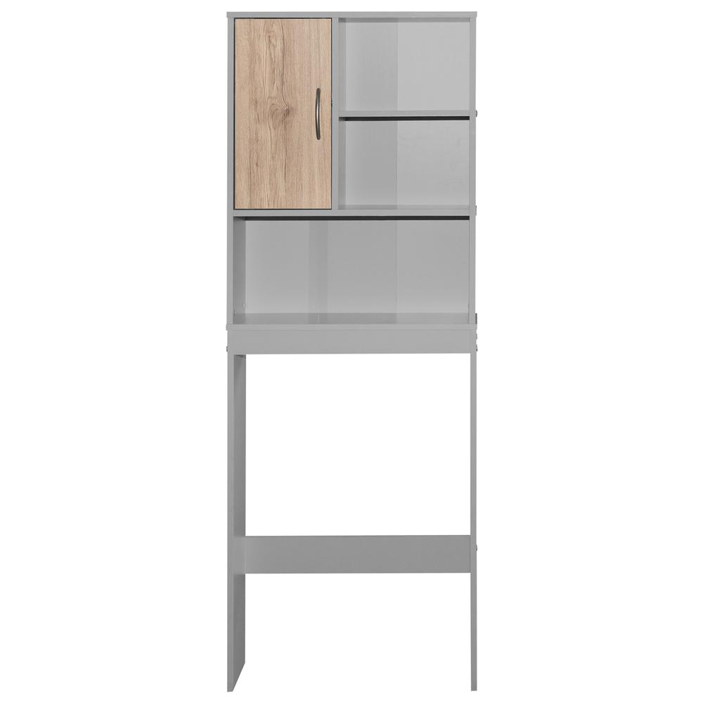 Better Home Products Ace Over-the-Toilet Storage Organizer in Light Gray & Natural Oak