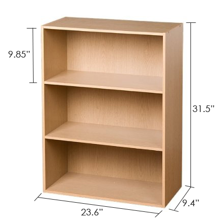 Furinno Pasir 3-Tier Open Shelf Bookcase, Steam Beech | Compact Storage Shelf for Home & Office
