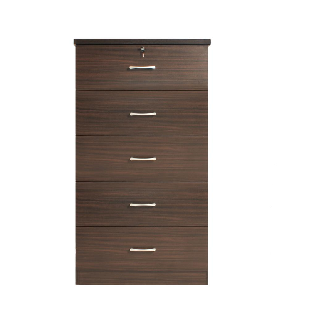 Product Title Better Home Products Olivia Tall 5-Drawer Wooden Chest Dresser – Tobacco Finish