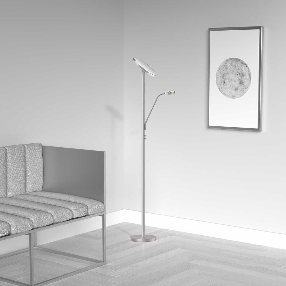 Mother & Son LED Floor Lamp – Satin Nickel