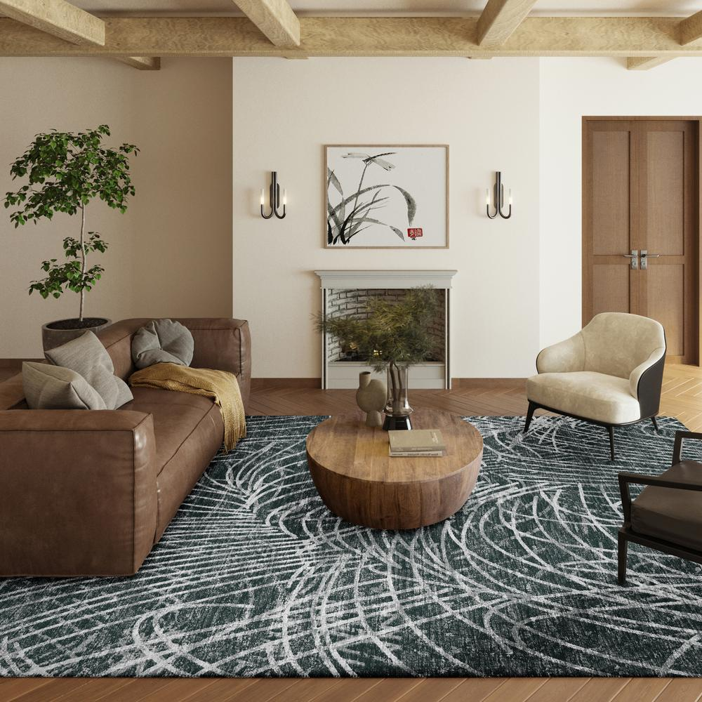 Rylee Charcoal Transitional Abstract 9' x 12' Area Rug Charcoal ARY32