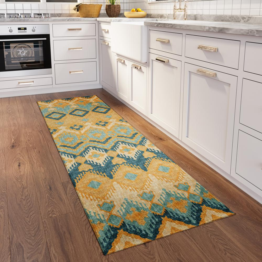Yuma Yellow Bohemian Ikat 2'3" x 7'6" Runner Rug Yellow AYU32