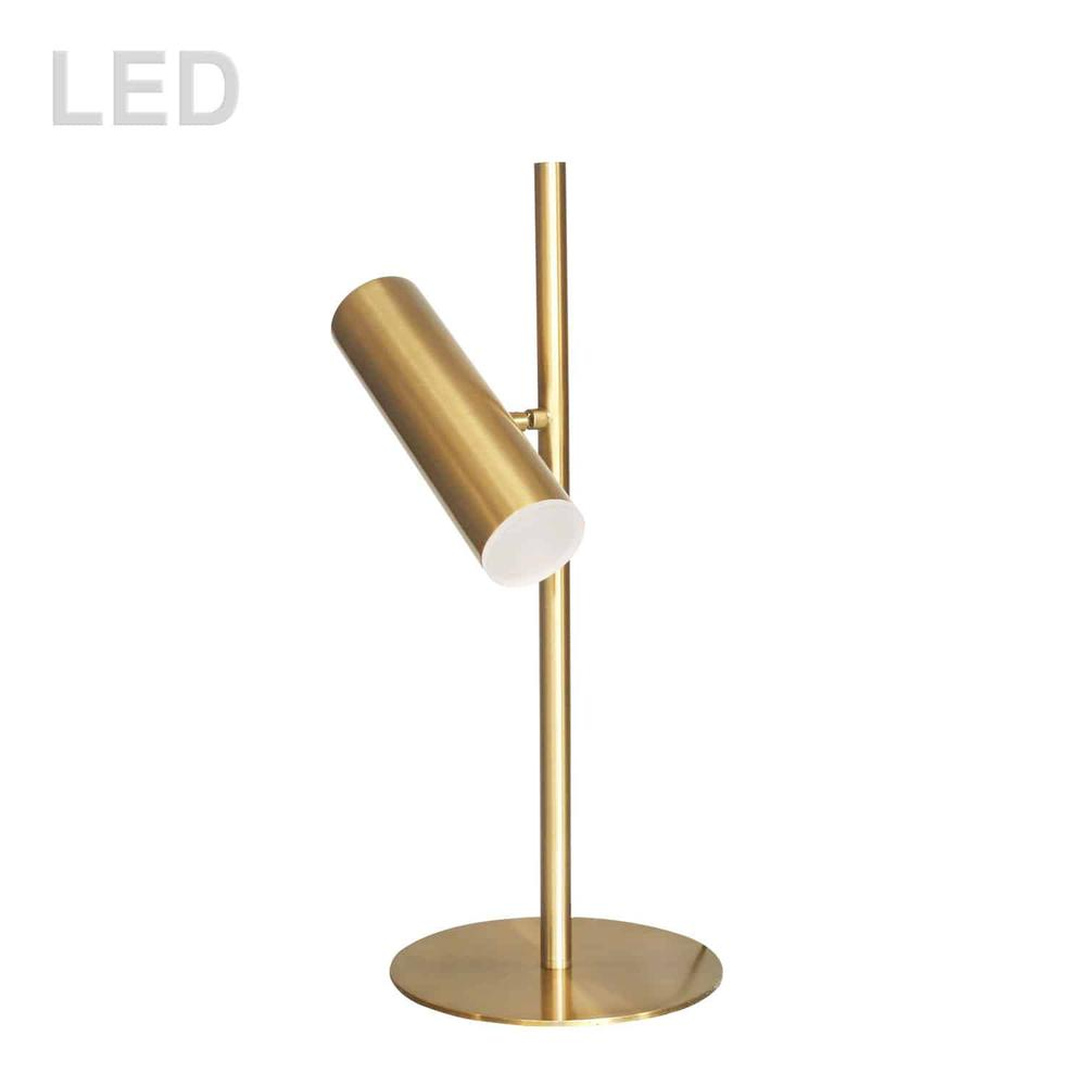 Constance Modern Aged Brass Table Lamp with Frosted Acrylic Diffuser – 6W LED, Dimmable