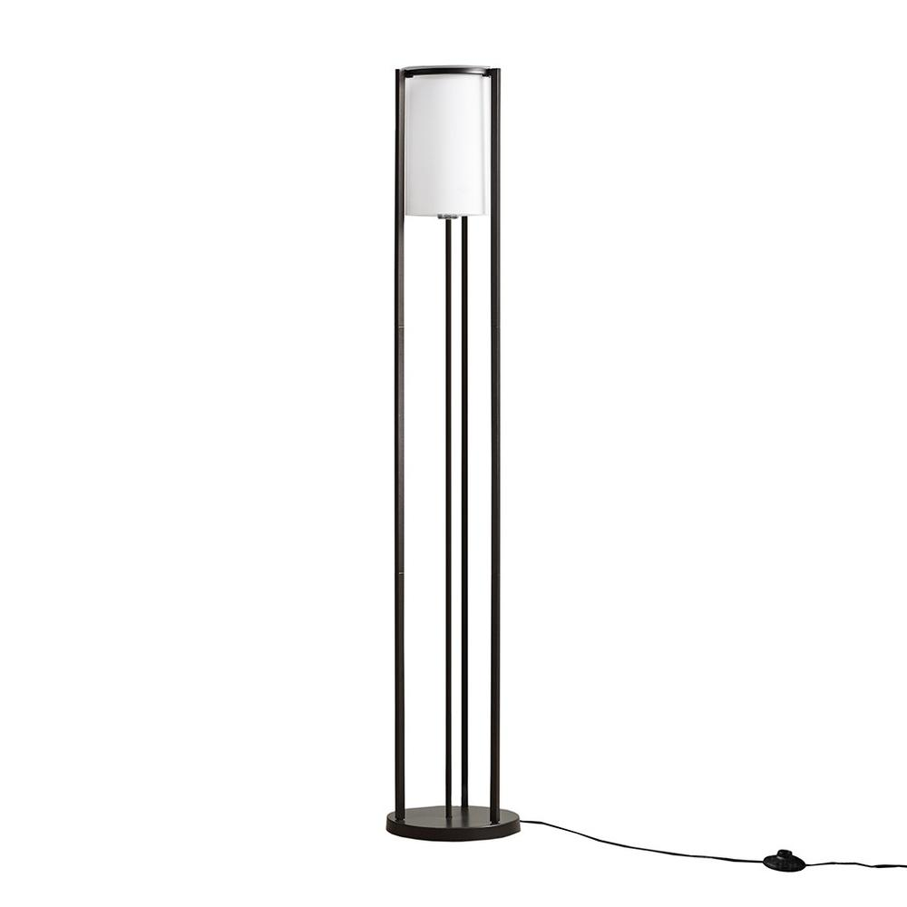 Charlton Metal Floor Lamp – Glass Cylinder Shade, Matte Black