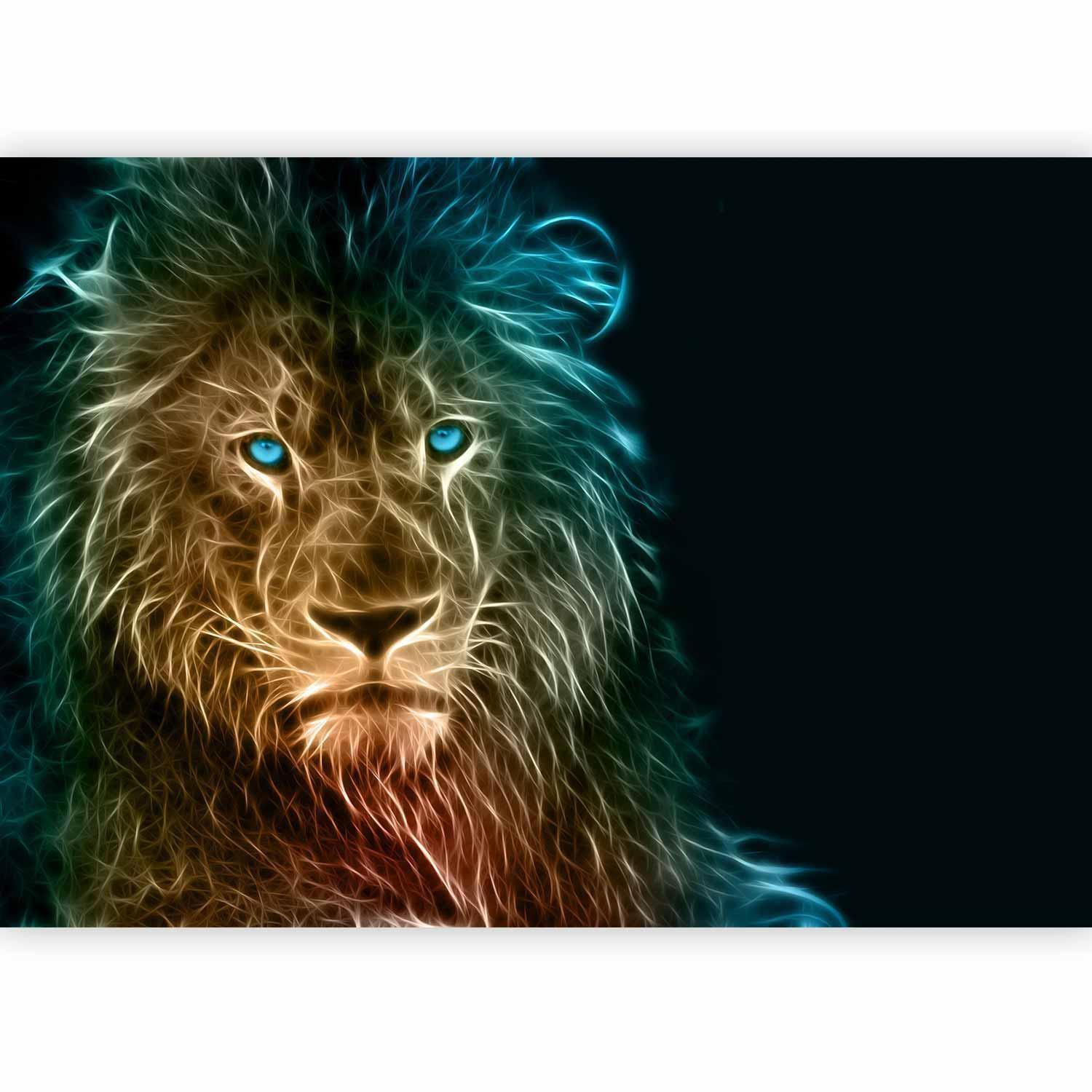 Abstract Lion Wall Mural Wallpaper – Artistic Animal Design with 3D Dimensional Depth