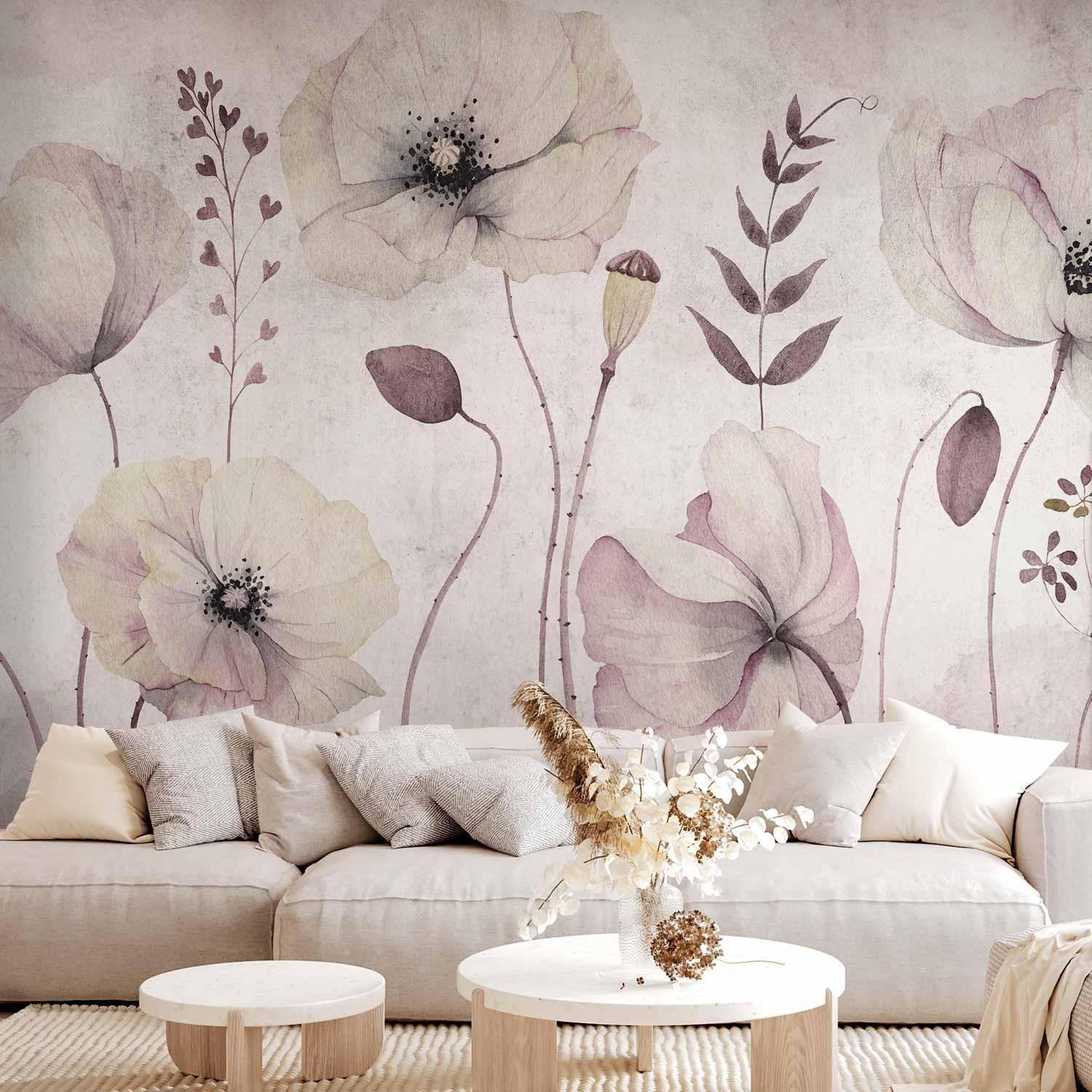 Floral Moment Wall Mural Wallpaper – Elegant Botanical Composition with 3D Visual Depth