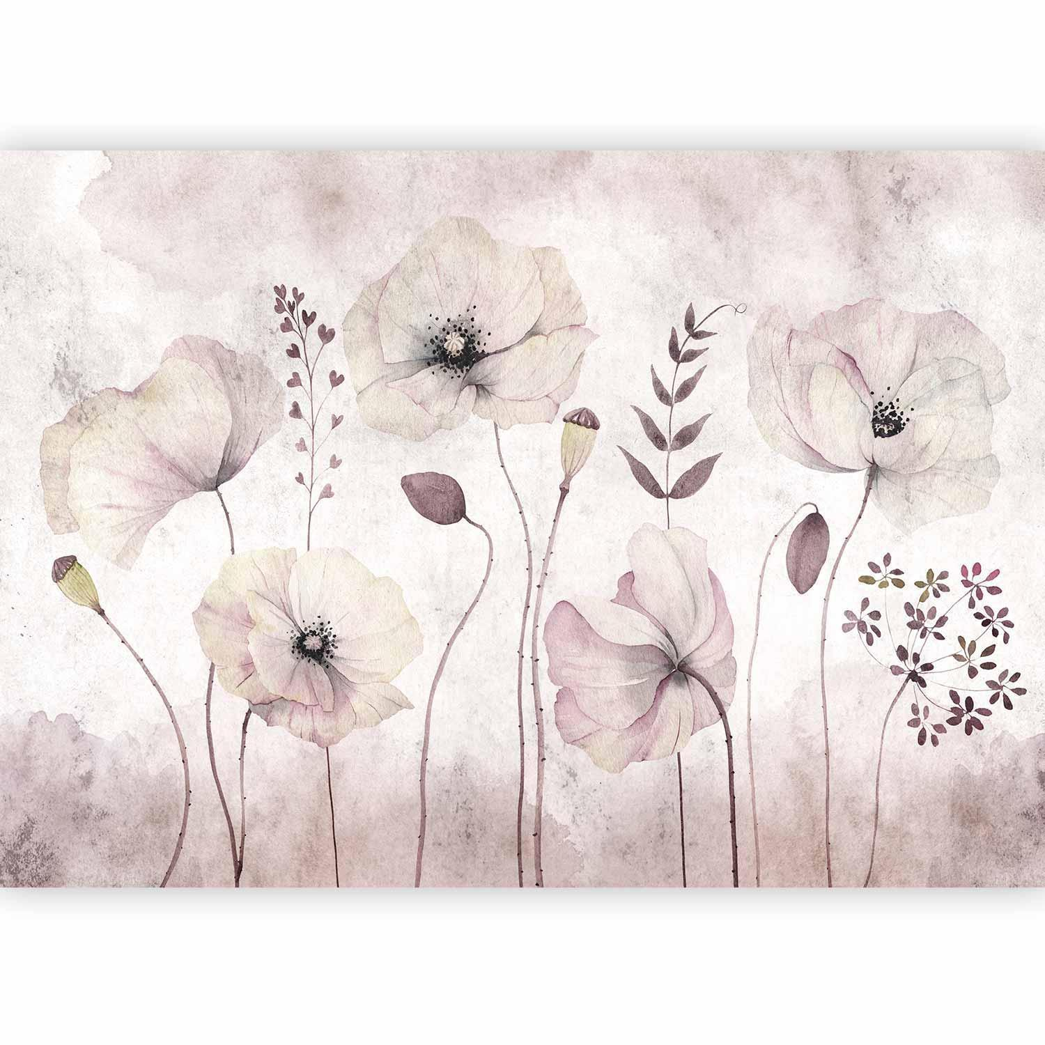 Floral Moment Wall Mural Wallpaper – Elegant Botanical Composition with 3D Visual Depth