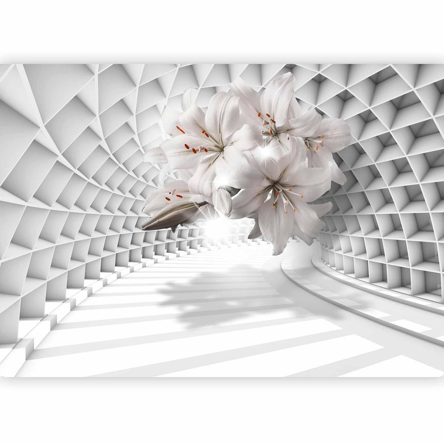 Flowers in the Tunnel Wall Mural Wallpaper – Floral Passage Design with 3D Depth Perspective