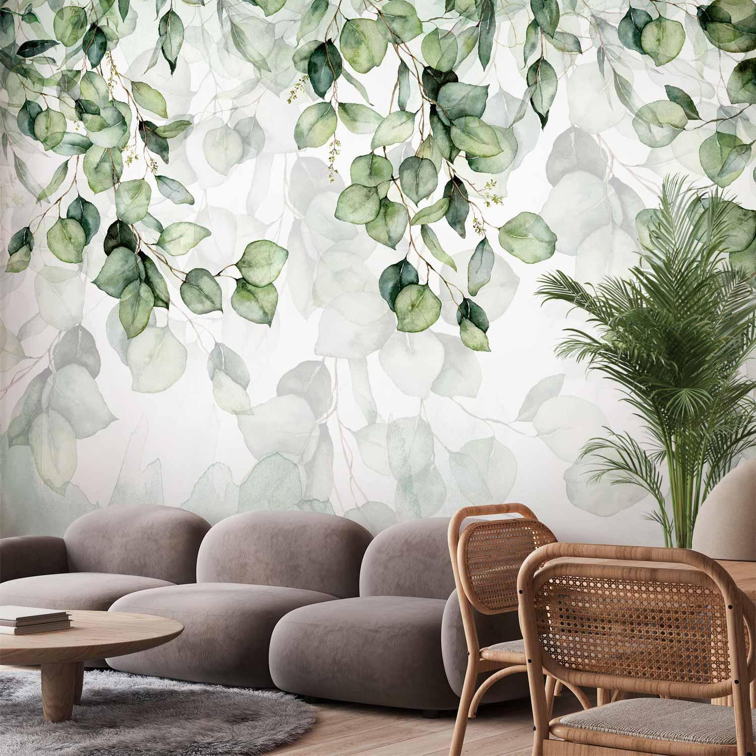 Leaves Lightness Wall Mural Wallpaper – Soft Botanical Design with 3D Effect Illusion