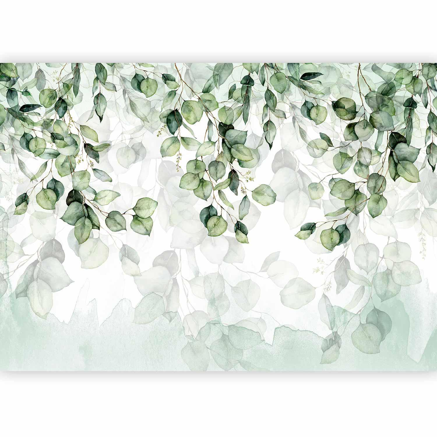 Leaves Lightness Wall Mural Wallpaper – Soft Botanical Design with 3D Effect Illusion