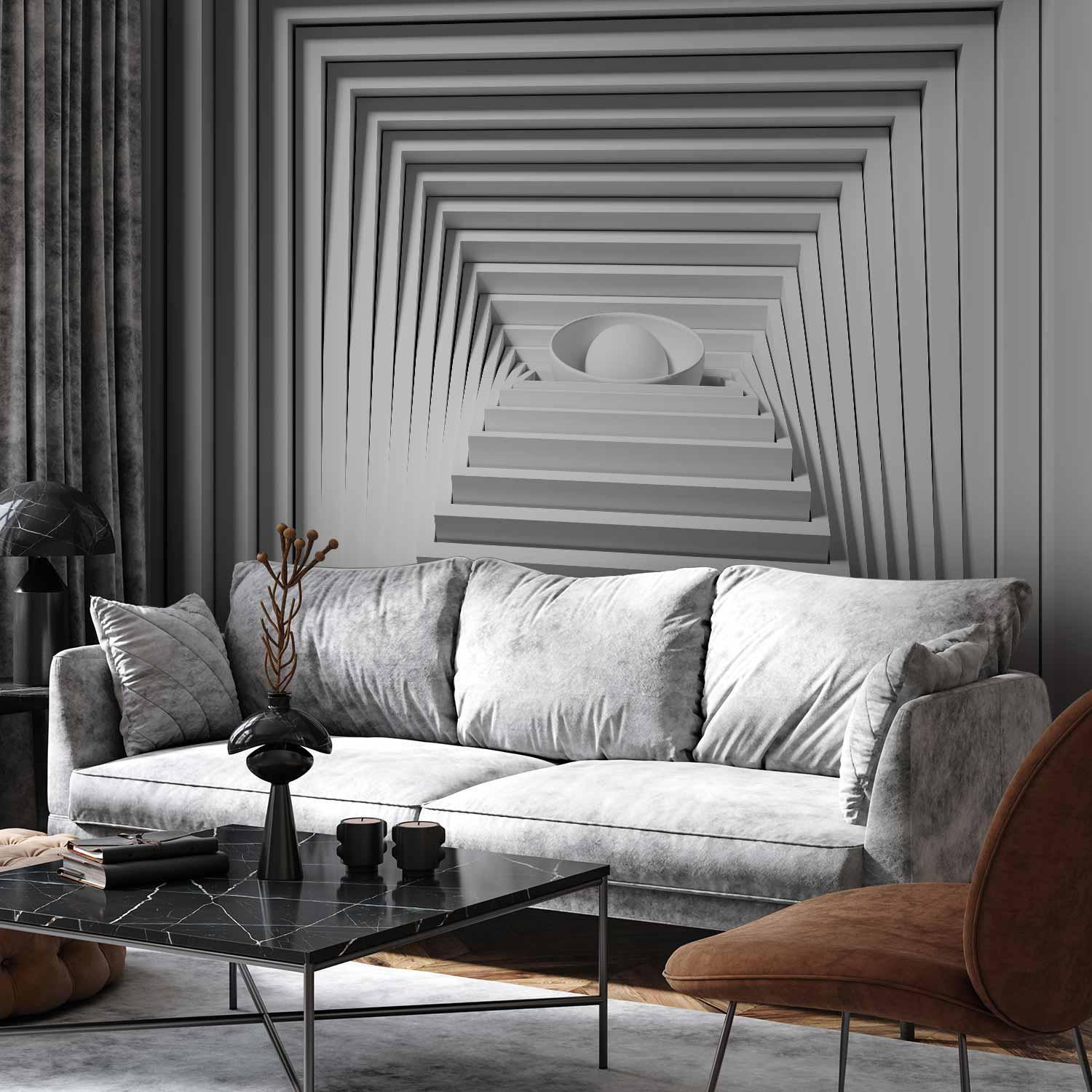 Quadrangle Depth Wall Mural Wallpaper – Geometric Pattern Design with 3D Effect Illusion