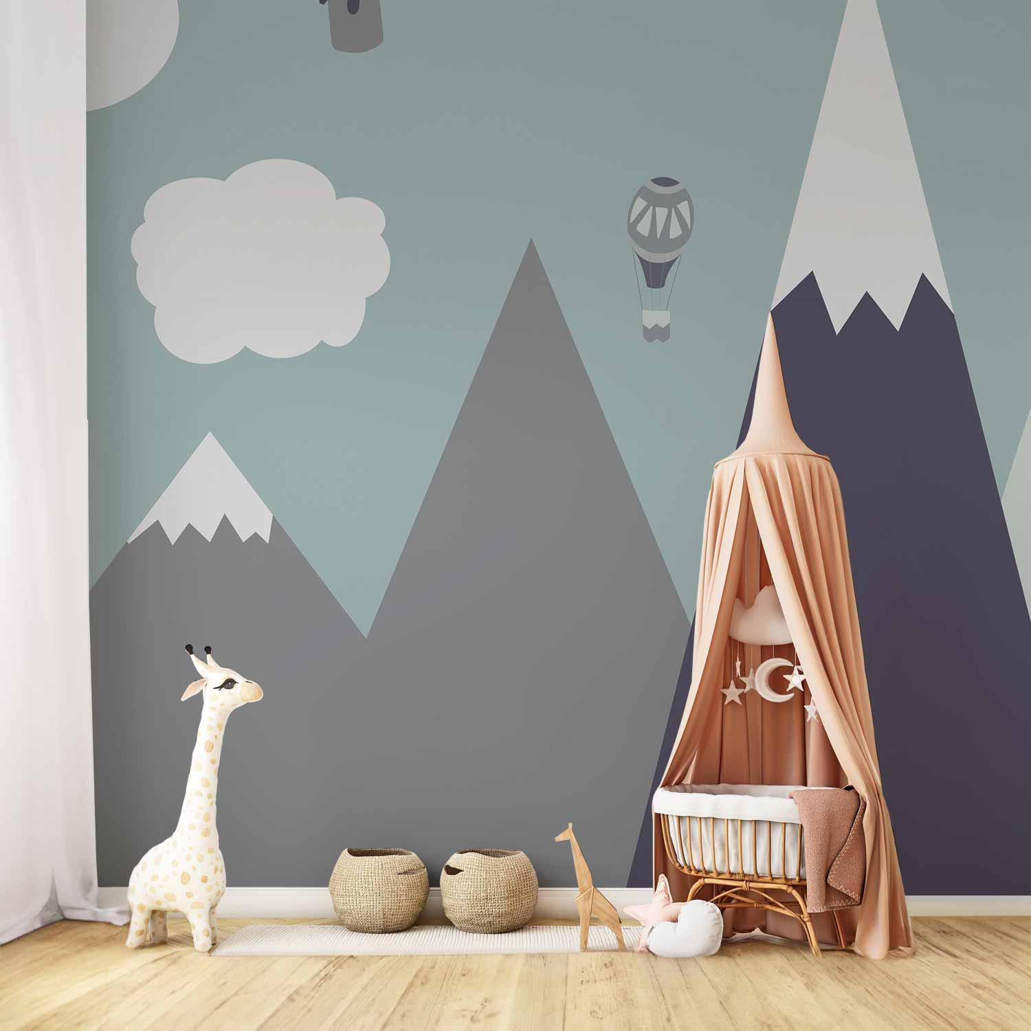 Balloon Land Wall Mural Wallpaper – Playful Scene with 3D Visual Depth