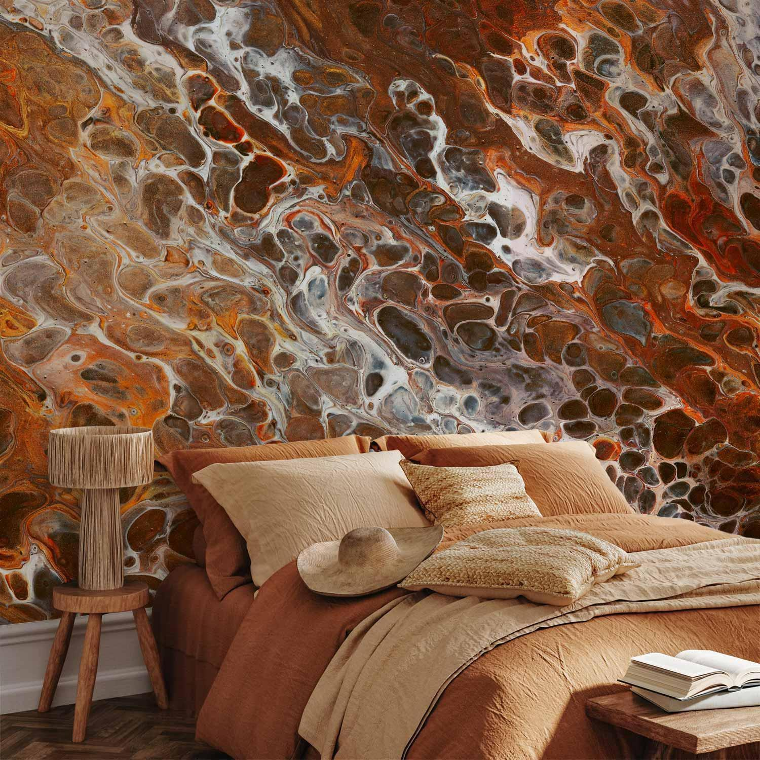 Brown Craters Wall Mural Wallpaper – Organic Textured Surface with 3D Effect Illusion