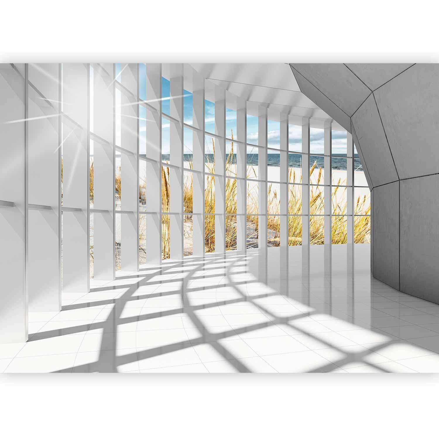 Seaside Bastion Wall Mural Wallpaper – Coastal Architecture with 3D Effect Illusion